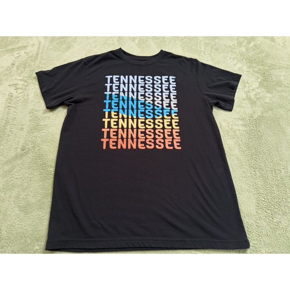 Tennessee Graphic T-Shirt Medium Black Ombre Stacked Text State of Mine